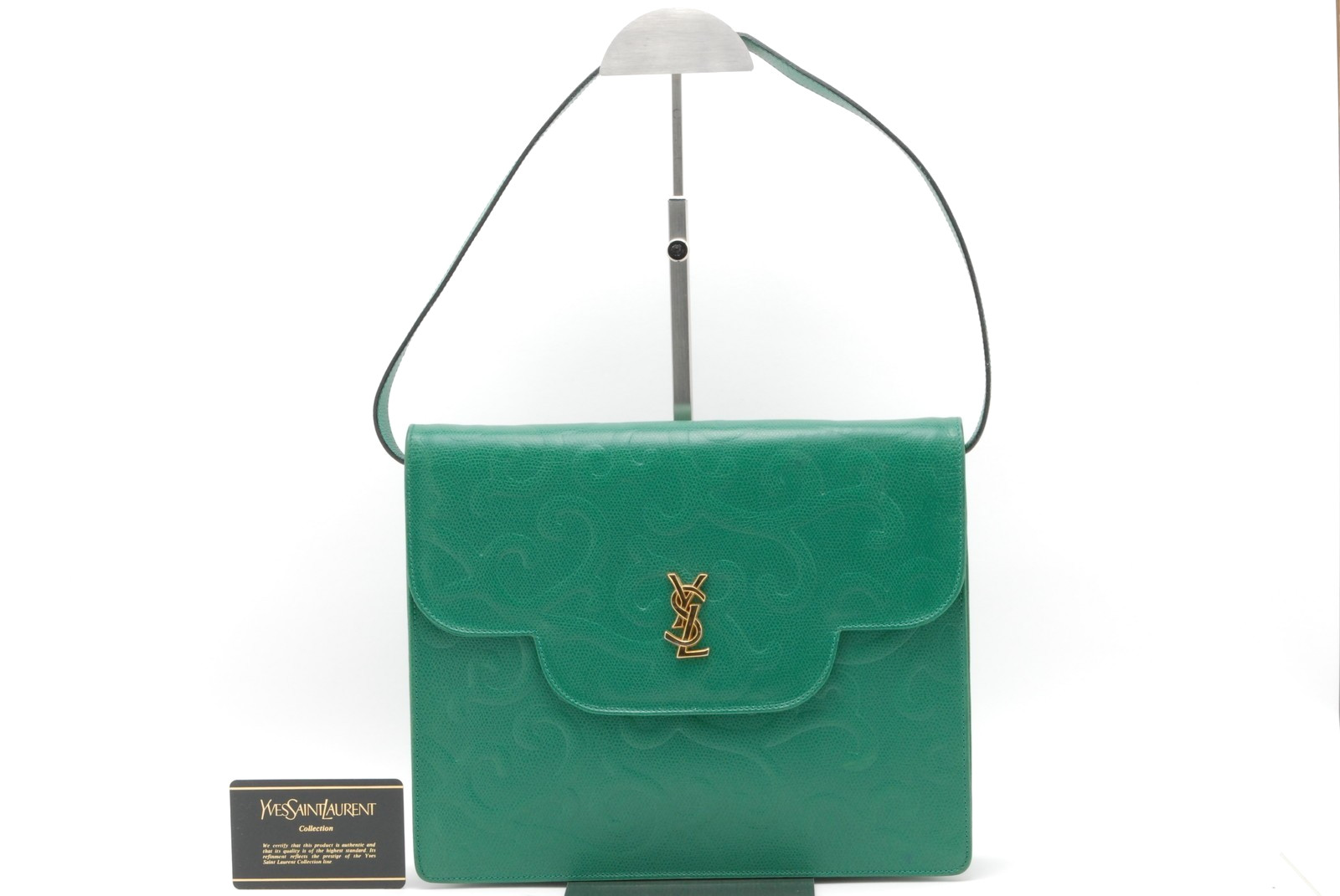Leggi!! Borsa a tracolla Yves Saint Laurent in pelle arabesca verde YSL