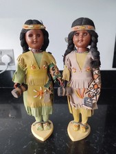 2 Vintage Dolls In Native American Style Dress Made In Canada By BLM