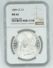 1885-CC NGC MS65 Morgan Silver Dollar Blast White