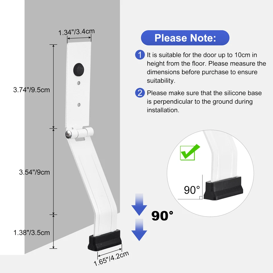 Tapones de puerta para parte inferior de puerta, tope de puerta sin perforación, soporte de puerta, blanco Foto 2 de 4