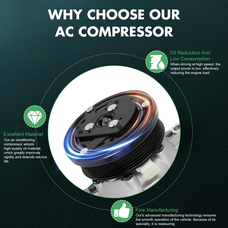 Compresor de aire acondicionado para Chevrolet Optra 2004-2007 2005-2008 Suzuki Reno Forenza 2,0 L Foto 4 de 4