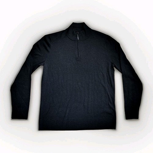 Smartwool Sweater Mens Medium Black 1/4 Zip Pullover Merino Wool Blend Sparwood