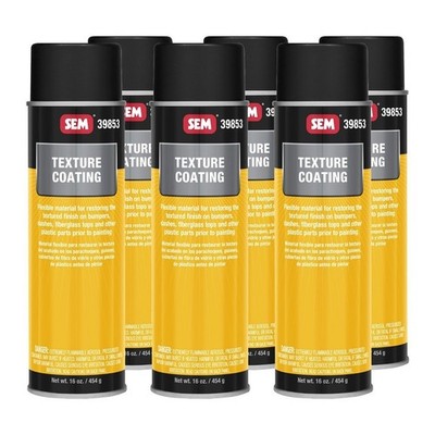 SEM 39853 Black Bumper Dashboard Plastic Spray Texture Coating 16 oz (6 Pack)
