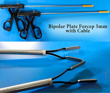 2 Pc Laparoscopic Bipolar Plate Forcep 5mm With Cable For Surgical Instrument CE