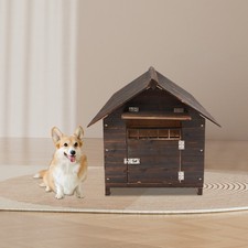 Brown Modern Dog House Dog House With Window And Door Pet House For 38.58lbs Dog