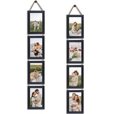 QUTREY Black 4x6 Hanging Picture Frames Set of 2, 4 Openings Collage Photo Fr