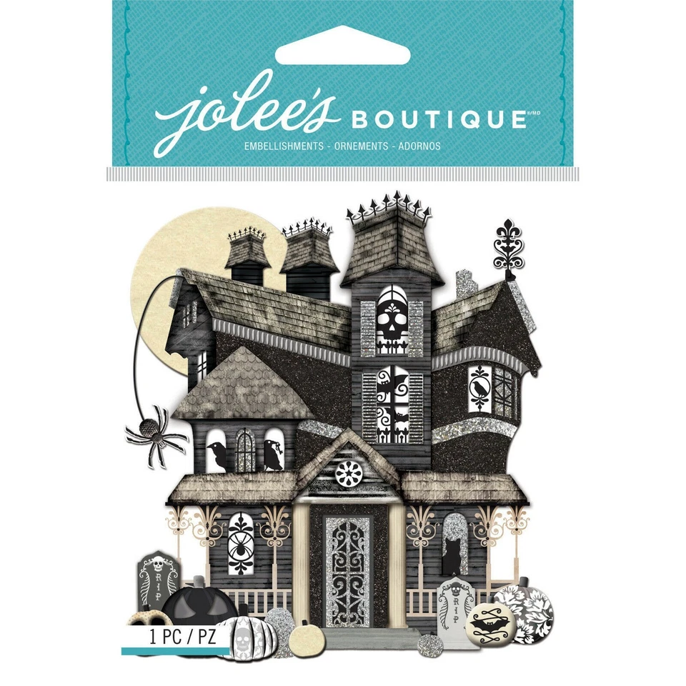 Black & White Haunted House Halloween Jolee's 3D Stickers - Image 3 of 3