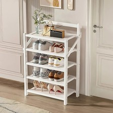 Folding Shoe Rack 5/6 Tier Footwear Stand Hallway Sideboard Wooden Storage Shelf