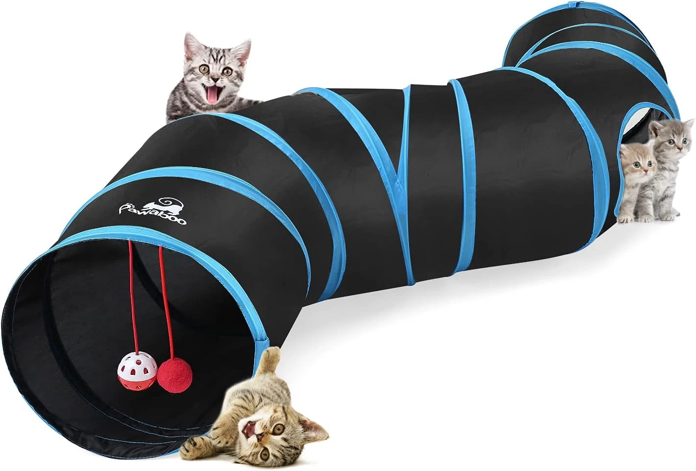 Cat Toys, Cat Tunnel Tube S-Shaped Tunnels 25X97Cm Extensible Collapsible Cats P