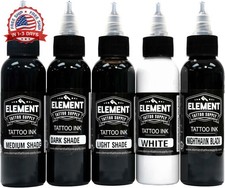 Greywash Ink Set 5 Shades 2oz Black Grey Tattooing Five