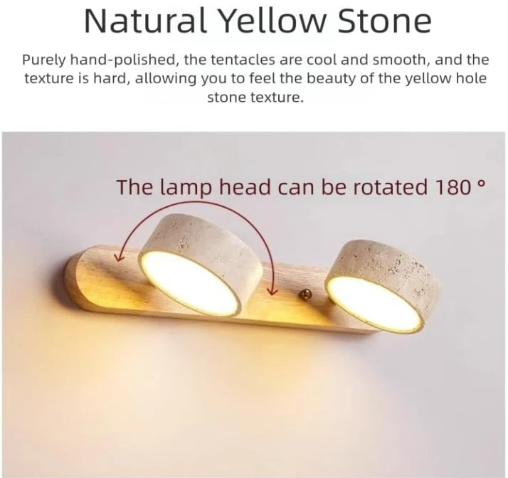 Aplique de pared tocador de madera de travertino y nogal ajustable de 3 luces CAJA ABIERTA Foto 3 de 4