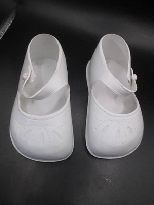 Vintage Doll Shoes Large Doll 4 X 2'' ~ ~ White Vinyl #668