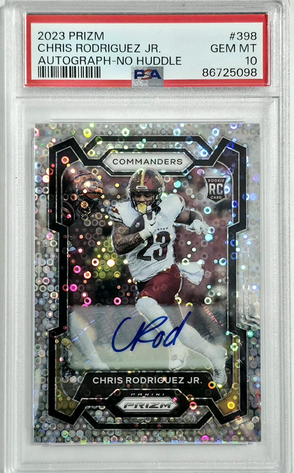 🔥 Chris Rodriguez Jr. Signed (RC) PSA 10💎 2023 Panini Disco Prizm Auto Rookie