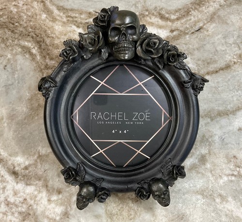 Gothic Photo Frame Black Roses And Skulls. Rachel Zoe. 4X4 Round. New. - 第 4/24 張圖片
