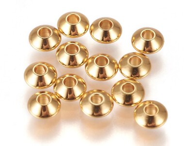 Edelstahl Perlen 6x3mm 24k vergoldet Rondell 10 Spacer Schmuck basteln #S815