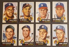 COMPLETE 1953 Topps Milwaukee Braves TEAM SET - $1945.00 - Spahn, Ed Mathews ++