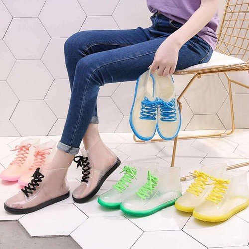 Women Ankle Rain Boots Transparent 