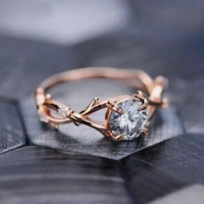 2 Ct White Treated Diamond Ring VVS1 Color F In Rose Gold Plated Certified !