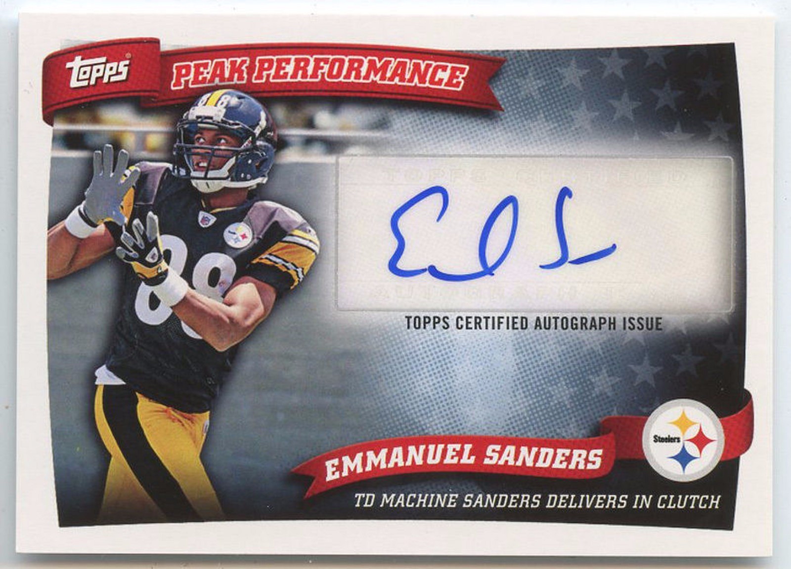 Emmanuel Sanders 2010 Topps Peak Performers Rookie Autograph!Steelers WR RC AUTO