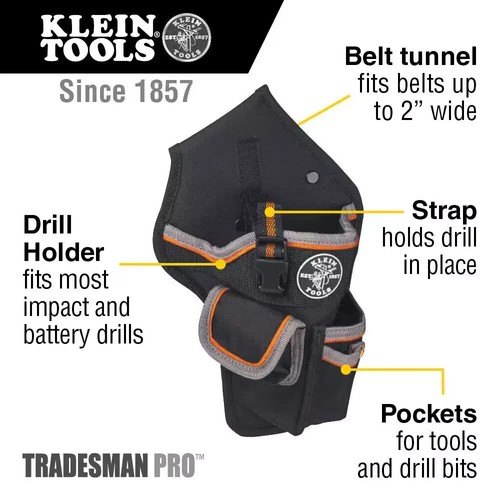 Klein Tools Tradesman Pro 7.25 In. Drill Pouch Organizer New