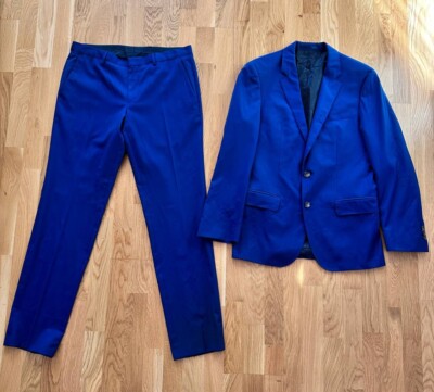 Men's Hugo Boss Guabello Super 120 Virgin Wool Blue Suit Size 36R