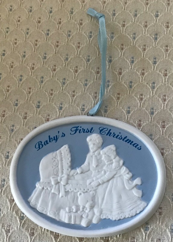 Russ 'Baby's First Christmas' Blue & White Porcelain Ornament ***NEW***