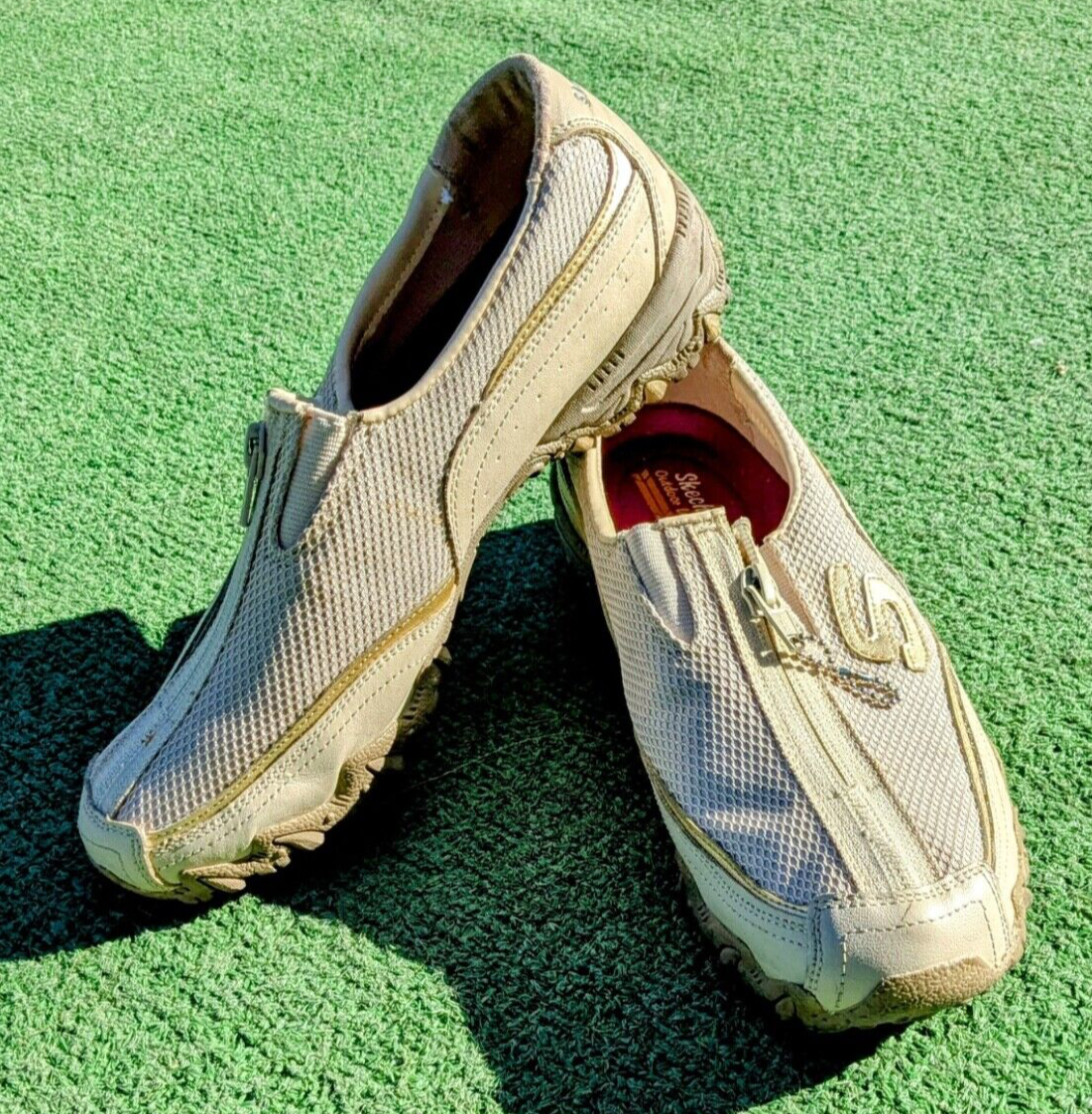 Skechers Natural Zip-On Women's Size 7.5 Outdoor Padded Walking Sport Shoes GUC