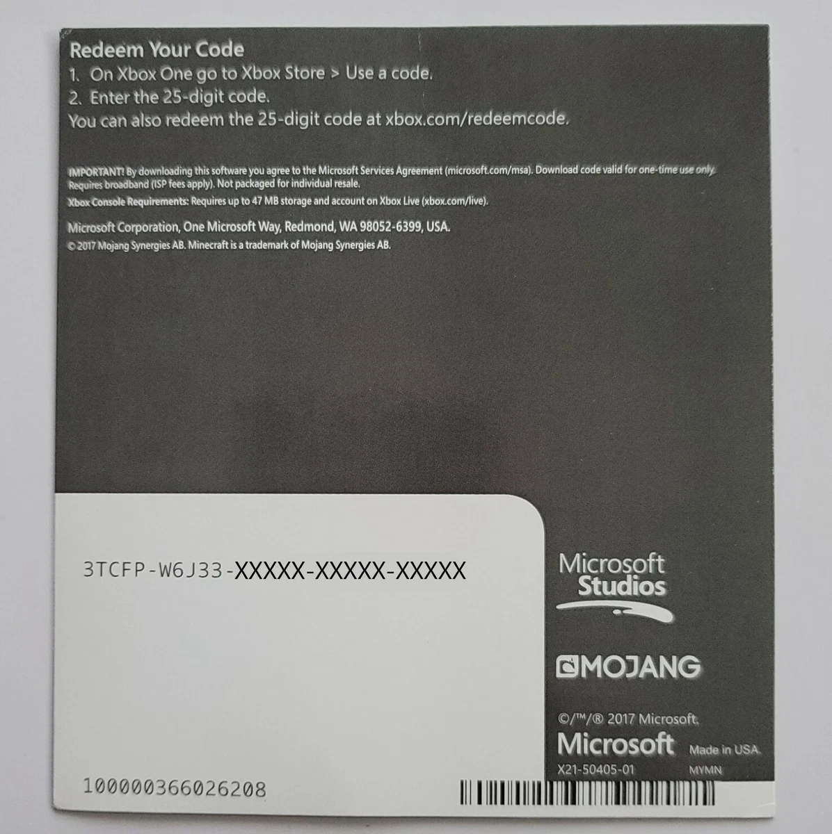 Minecraft xbox redeem code deals