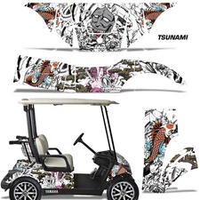 Cart Graphics Kit Decal Sticker For Yamaha Golf Cart 2007-2016 TSUNAMI WHITE