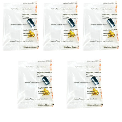Amphenol 901-9511-2 RF Connector SMA Straight Crimp Plug Copper Gold Finish, 5Pc