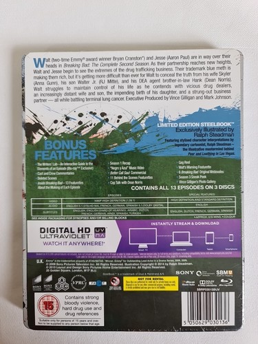BREAKING BAD SECOND SEASON BLU-RAY LIMITED EDITION STEELBOOK, BRAND NEW - Picture 5 of 13