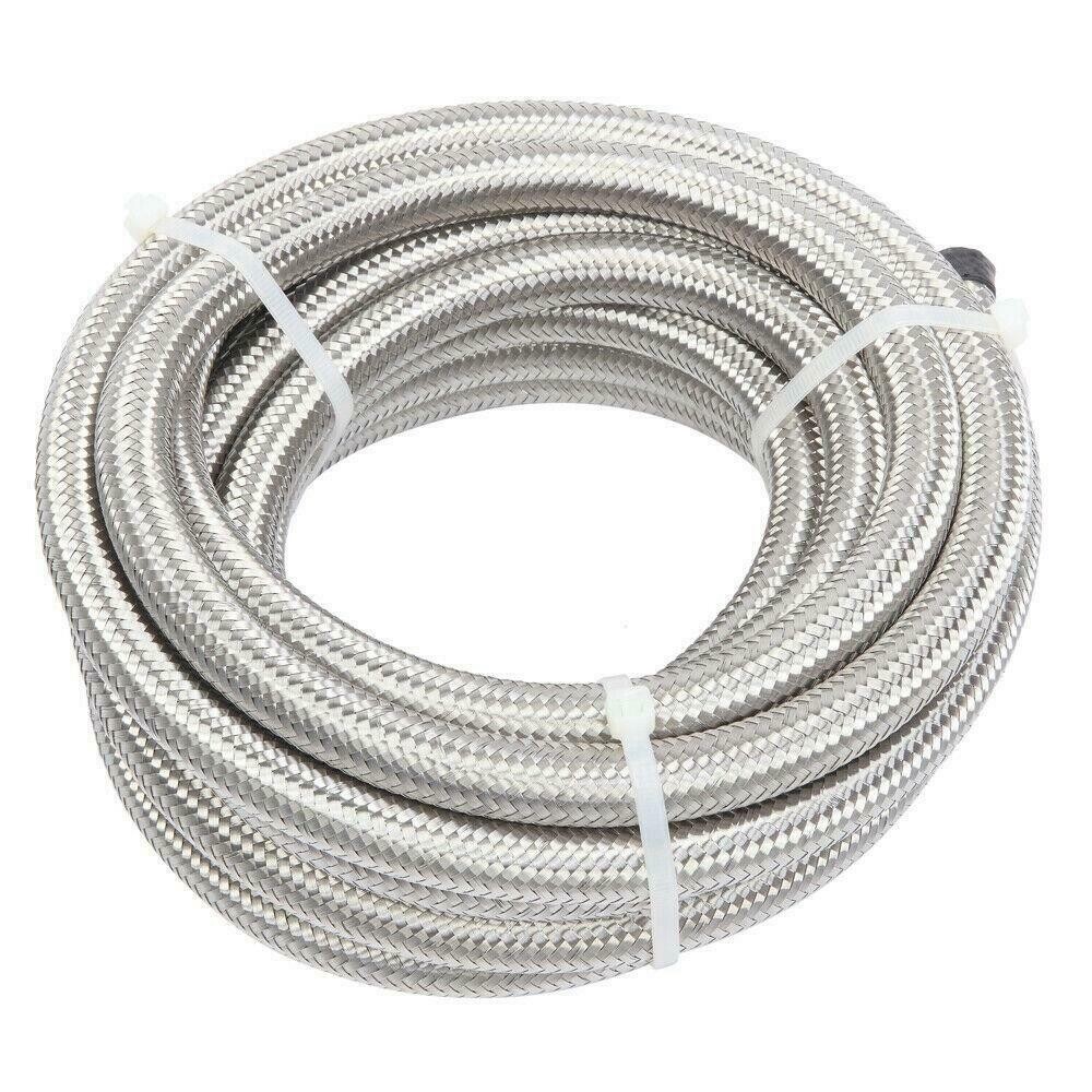 SYKRSS 6AN 20FT Fuel Line Hose Kit - Nylon Stainless Steel Braided, Includes 15 Swivel Fittings, For Oil, Gas, Coolant (Black)