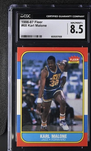 1986-87 Fleer Basketball #68 Karl Malone CGC 8.5 NM/Mint+