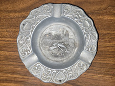 VTG Metal Sea World Amusement Park Dolphins Ashtray 1980 Made in USA