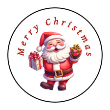 30 Christmas Santa Clause envelope seals, stickers labels, tags, round