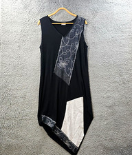 TS Taking Shape Womens Shift Dress Plus Size XS Black White Patchwork Sleeveless