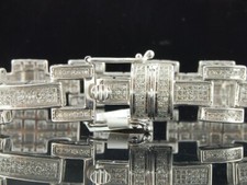 8.5" Tennis Link Men's Bracelets 14K White Gold Over 3 Ctw Simulated Diamond