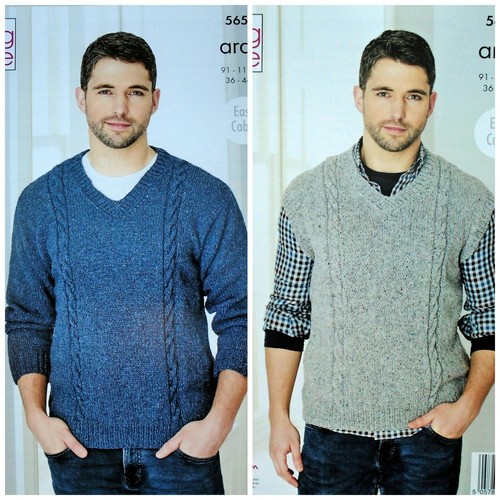 KNITTING PATTERN Mens V-Neck Cable 