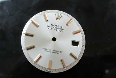 Vintage Genuine Factory Rolex Datejust Pie Pan Silver Watch Dial BEYELER GENEVE 