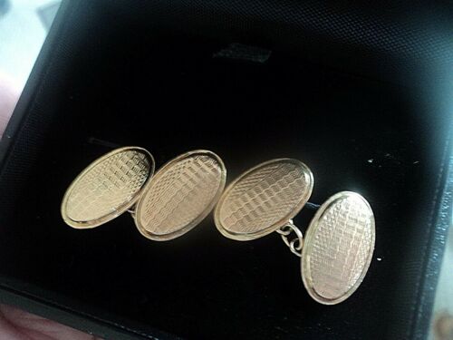 Attractive Vintage 9ct Gold Cufflinks h/m London 1933 in box - not plated - Photo 1/6