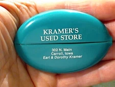 Vintage COIN PURSE QUIKOIN SQUEEZE GREEN RUBBER KRAMER`S USED STORE CARROLL IOWA