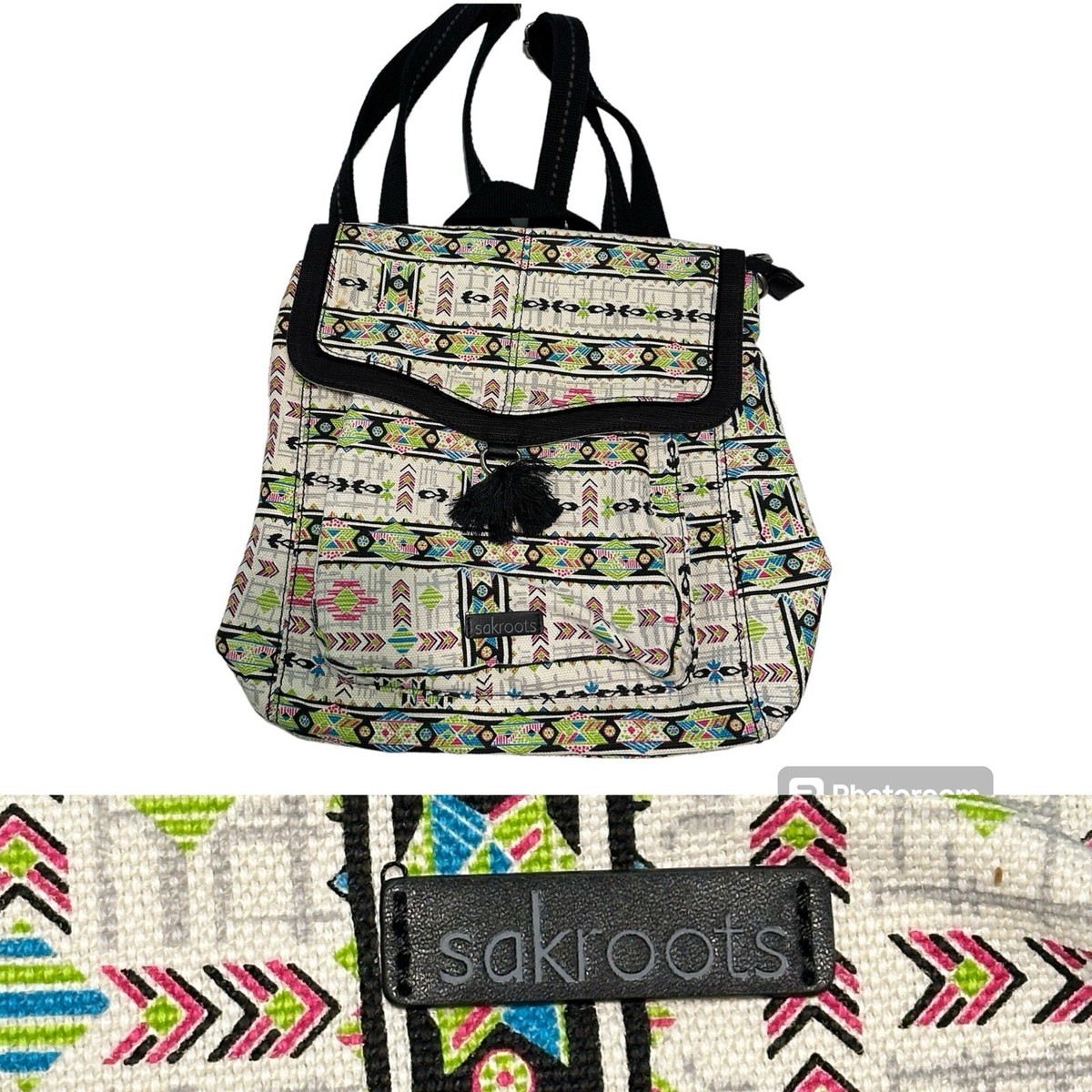Sakroots Colorful Backpack. Laptop Bag Convertible Crossbody 