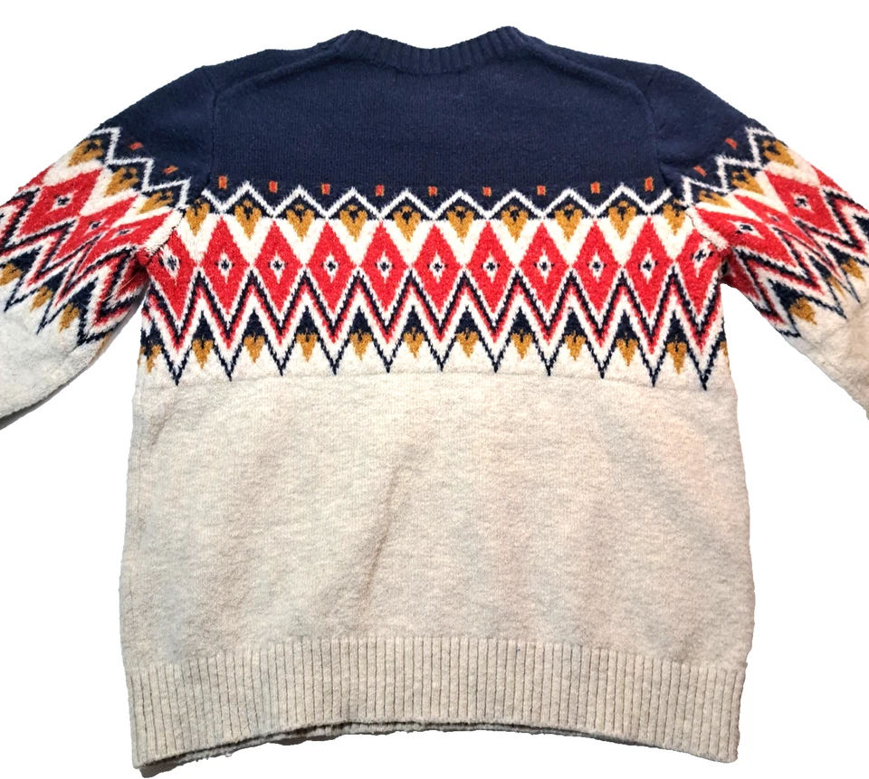 Suéter Antiguo Azul Marino Estilo Y2K 00s Niños Mediano (8) Patrón Geométrico Preppy Cálido Foto 3 de 4