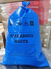 100 Hazardous Waste Sacks,Bags, Blue, Very strong, XL - 76cm x 117cm x 120mu 