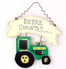 Vintage Crafty Green Tractor Wall Plaque Deere Country