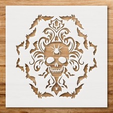 Skull Bats Design Wall Art Reusable Plastic Stencil - StencilAir