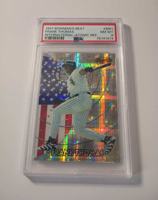 Bowman's Best 1997 Frank Thomas Intl Preview Atomic Refractor #BBI 1 PSA 8