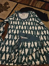 Hanna Andersson Christmas Tree Pajamas 2 pc Set 100 Organic Cotton Size Large