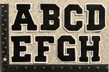 Black Alphabet Varsity Letters Patch Letterman Jacket Embroidered Iron-on Jersey