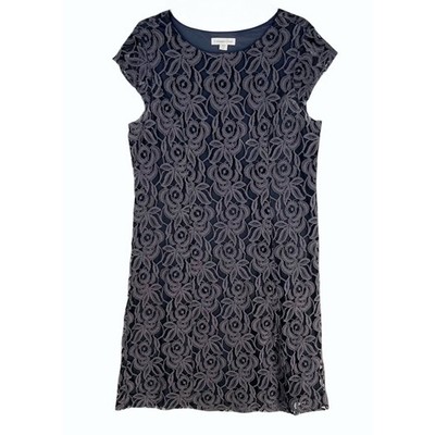 Coldwater Creek Size 16 Dress Black & Gray Lace Sheath Cocktail Wedding Guest